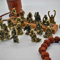 Retro-wrapped pulp solid copper eighteen arhans ornaments copper Tiger arhant bronze Buddha tea pet bronze man Tiger Buddha statue bronze
