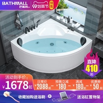 Acrylic fan-shaped corner freestanding double triangle hotel bathtub adult home surf massage thermostatic bath tub