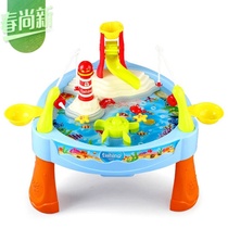 New family electric happy water play Diaoyutai with light music Early education baby fishing fish can swim fishing