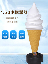  Ice cream model simulation large ornaments luminous light box display cone fake ice cream billboard large commercial