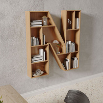 Solid wood shelf bookshelf Wall wall mounted wall shelf wrought iron living room wall plywood decorative shelf