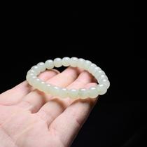 Fidelity and high quality Hetian Jade Qinghai material hand string clear water color green high ice 7 * 8mm Womens Small lap to send certificate