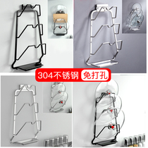 304 stainless steel pot cover rack multi-layer wall hanging non-hole kitchen rack chopping board storage pot cover
