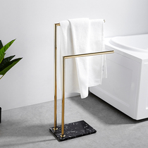 Brass Nordic no hole floor-to-ceiling bathtub towel rail high-end hotel marble bathroom plating Gold Silver