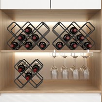 Red wine lattice rack diamond grid household red wine rack rack red wine rack ornaments modern light luxury wine shelf