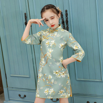 Girl cheongsam skirt 2021 new national tide childrens clothing female treasure autumn little girl childrens dress female spring and autumn long sleeve