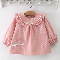 Axi and Yue baby gown clothes eating clothes girls aprons autumn and winter childrens cotton waterproof and anti-dirty clothes
