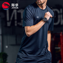 Jihua physical training suit Domestic cotton short-sleeved quick-drying t-shirt mens perspiration quick-drying round neck sweat-absorbing summer breathable