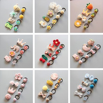 Pet hairclip hairpin Teddy can love Yorkshire Marzis dog thumb accessories leather band hair rope set