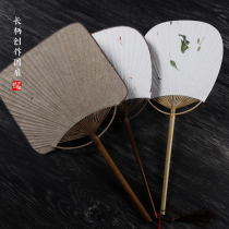 Blank fan fan rice paper diy hand-painted calligraphy traditional Chinese painting meticulous square palace fan paper fan antique long handle fan