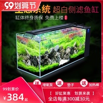 Super white fish tank side filter ecological water grass tank porch rectangular screen shoe cabinet TV cabinet glass desktop goldfish tank