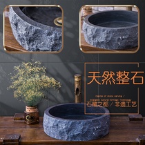 Wash basin Chinese outdoor retro stone sink basin courtyard stone trough solid wood washbasin outdoor cabinet combination
