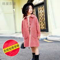 Girls coat children's woolen coat long 2021 winter new Chinese children's foreign style Korean girl windbreaker