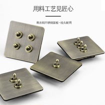 Type 86 bronze antique stainless steel brushed lever switch retro socket metal panel vintage hotel switch