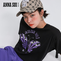 ASA Anna Sui water soft cotton classic butterfly print casual short sleeve T-shirt top women