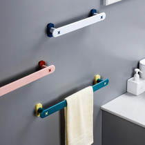  Towel rack punch-free bathroom rack Bathroom rack for hanging and drying bath towels Shelf storage rod hook net celebrity artifact