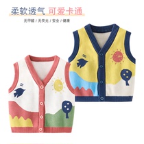  Newborn baby sweater vest spring and autumn wear 1-year-old female baby knitted cardigan waistcoat Western style wear vest male 0