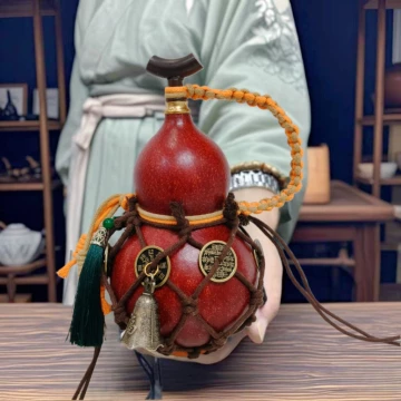 美術品・アンティーク・コレクション 天然酒葫芦 約900ml 大漆仕上げ