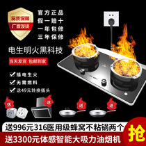 Yulong electric flame stove plug-in electric fire embedded double fire stove black tempered glass household non-gas electric flame furnace
