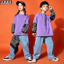 Childrens street dance suit boys hip-hop wind childrens hiphop performance tide clothes girls Tide brand childrens clothing handsome performance