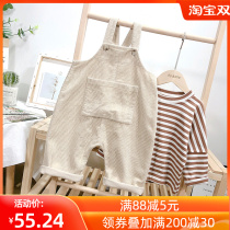 Baby strap pants 2021 spring and autumn can be opened for baby new boys corduroy girls baby Autumn and Winter children tide