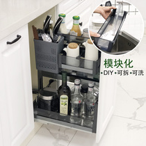 Miescu kitchen cabinet seasoning pull basket 304 stainless steel drawer type door universal seasoning basket module DIY