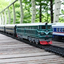 Dongfeng 4B simulation train model toy electric track small train Dongfeng 4D internal combustion engine green leather train model