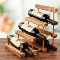 European-style solid wood wine rack wine cabinet decoration red wine rack simple household oblique folding wine bottle display rack ornaments