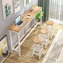 Simple wall bar table commercial narrow table household long table milk tea shop table and chair combination high foot bar chair