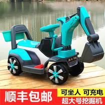 Childrens electric excavator can sit and ride charging toy car Peoples number boy 2021 new engineering car