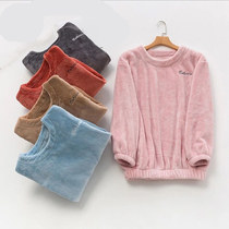 Pajamas Ladies Coral Velvet Autumn Winter 2020 New Flannel Thickened Home Warmer Single Tops For Women