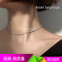 Stylish 18K white gold starry necklace AU750 sparkling collarbone chain plain chain shine versatile womens model