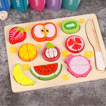 Simulation of fruit cut to see Chee Le toys cut fruit vegetables magnetic wooden children boys and girls play home
