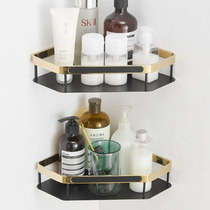 Non-perforated Nordic light luxury black gold enlarged triangle shelf bathroom toilet wall hanging toilet corner double layer