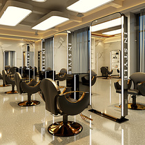  Net celebrity barber shop mirror table Simple hair salon mirror hair salon special single and double-sided floor-to-ceiling hair cutting mirror trendy style