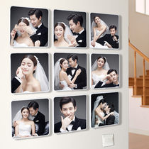 Simple Jiugongge Photo Wall living room creative solid wood wall washing Photo Plus photo frame baby wedding photo customization