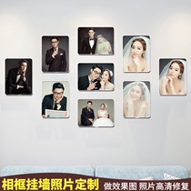 Photo frame hanging wall combination photo studio wedding photo wall Nine Palace grid photo simple creative non-perforated background wall customization