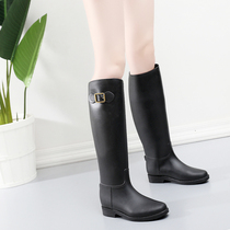 Rain boots high tube womens fashion models wear waterproof shoes non-slip light rubber shoes high-top long tube cotton rain boots 2021