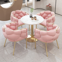 Nordic light luxury beauty salon negotiation table and chair combination Leisure photo studio clothing dessert milk tea shop reception table and four chairs