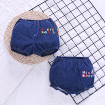 miki childrens clothing *PP pants 2021 Summer money for male and female children pure cotton cartoon Alphabet Bear Rabbit Embroidered Denim Shorts