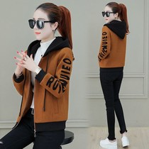 Thickened coat autumn womens 2021 size New Korean version of leisure Joker wool slim coat Net red Nizi clothes
