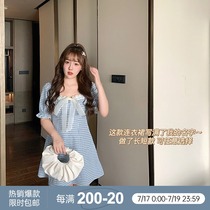 Tang Bu Ling Bling fat sister plaid dress female long and short summer loose meat temperament fairy skirt
