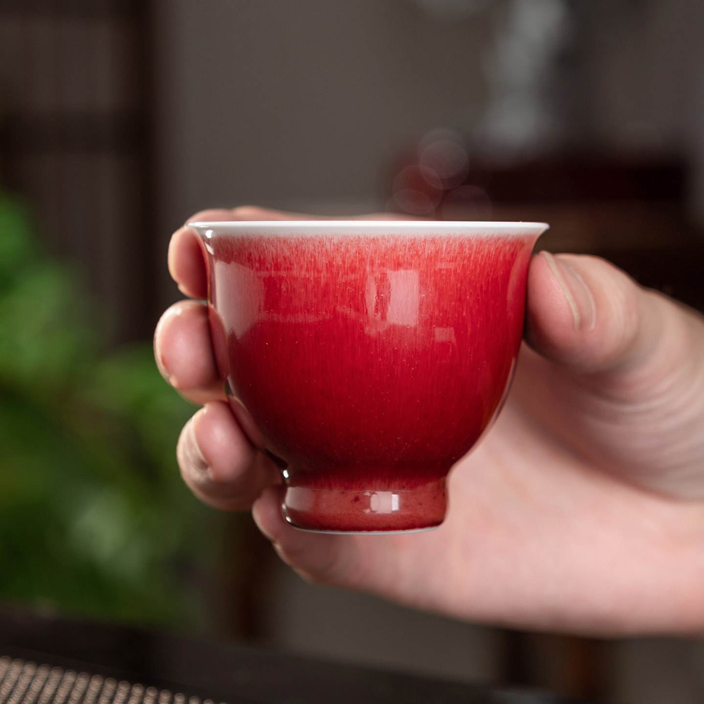 清時代　郎窯紅釉碗　紅釉開片内白釉碗　豇豆紅釉茶盞 深腹碗(F-144) 郎窑红盖碗-郎窑红盖碗促销价格、郎窑红盖碗品牌- 淘宝
