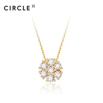 CIRCLE jewelry 9k gold diamond stone flower necklace 10 groups set with real diamond gold choker pendant domestic spot