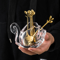 Mooney Net red petal fruit fork spoon set cherry blossom fork spoon European exquisite dessert coffee spoon