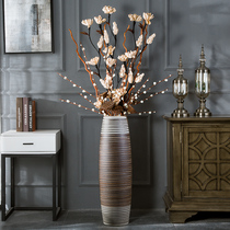 Floor-to-ceiling vase Nordic living room ornaments American light luxury ceramic decoration high large flower arrangement modern decorative dried flower