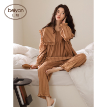 Beyan pajamas ladies loose size autumn woven cotton cute princess parent-child dress female baby home suit suit