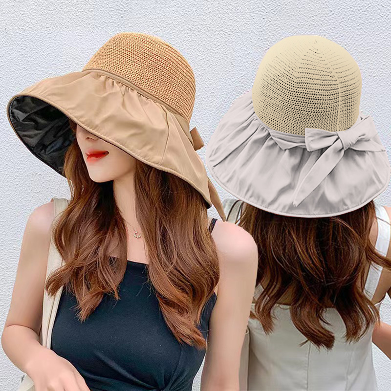 女性用夏のビニールサンハット、紫外線防止の大きなつばのサンハット、顔を覆う漁師の帽子、日焼け止め麦わら帽子。