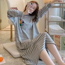 Pajamas Women Spring and Autumn Cotton Long Sleeved Nightdress Women Long Over Knee Size Summer Thin Student Cute Princess Skirt