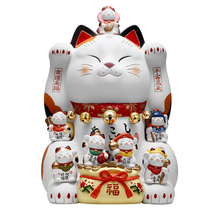Pharmacist kiln 20 # domineering brocade seven lucky gods help Wang Shop opening gift home Feng Shui ceramic lucky cat ornaments